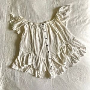 FREE PEOPLE We the Free - White Off Shoulder Top